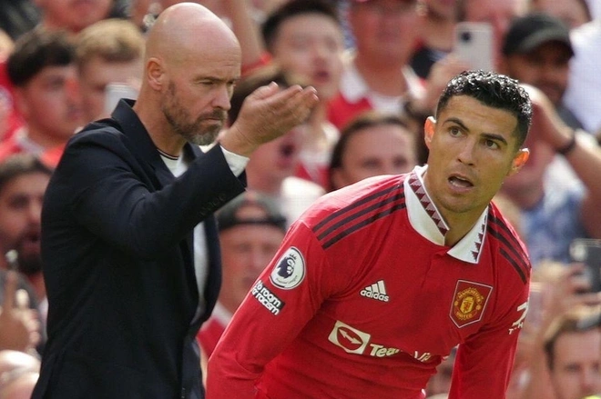 Cristiano Ronaldo và huấn luyện viên Ten Hag